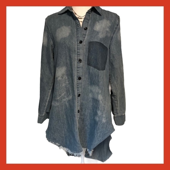 KROIX - WOMENS DISTRESSED BLUE COTTON YOP SIZE XL - Picture 1 of 12